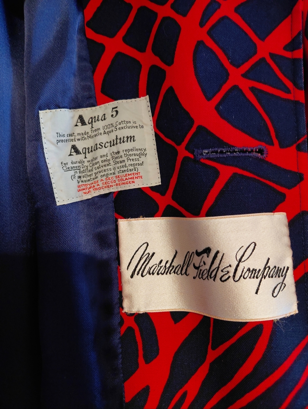 Vintage Aquascutum Weatherproof Trench Coat London England Blue Red Gold Buttons - Picture 5 of 11